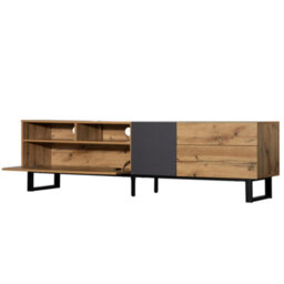 HomeTouch Wooden Tv Stand Oak Wood Tv Cabinet Unit With Large Storage For Living Room - thumbnail 6