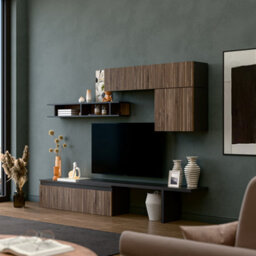 Decorotika Faro Moduler Modern Tv Unit Wall Mount Customizable Layout Black Alina - thumbnail 2