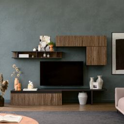 Decorotika Faro Moduler Modern Tv Unit Wall Mount Customizable Layout Black Alina - thumbnail 1
