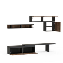 Decorotika Faro Moduler Modern Tv Unit Wall Mount Customizable Layout Black Alina - thumbnail 5