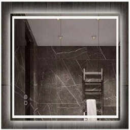 Deenz Hd Recatngle Led Bathroom Mirror Lights Touch Switch Sensor Demister Pad Mirrors Double Strip Lighting 80X60 Cm