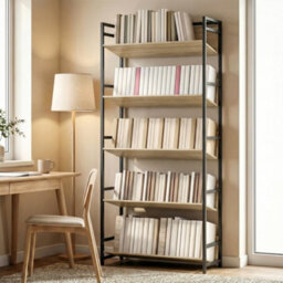 Homcom Bookcase Anti-Slip Design 5-Tier Storage Shelves And Metal Frame Oak