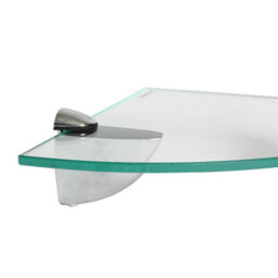 Harbour Housewares 2X Floating Glass Corner Shelves - 20Cm - Silver Brackets - Bathroom Shower Storage Vanity Display Unit Shelf - thumbnail 4