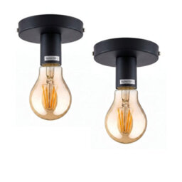Vintage 2 Pack Semi Flush Mount Light Fitting Easy Fit E27 Metal Ceiling Fitting For Living Room Kid Room Lounge Decorative