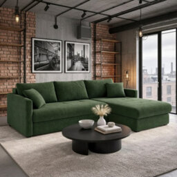 Orea L Shape Corner Sofa Bed With 2 Storage Containers Sleeping Function 227 150Cm Fabric Upholstered Settee Green Right - thumbnail 1