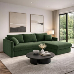 Orea L Shape Corner Sofa Bed With 2 Storage Containers Sleeping Function 227 150Cm Fabric Upholstered Settee Green Right - thumbnail 2