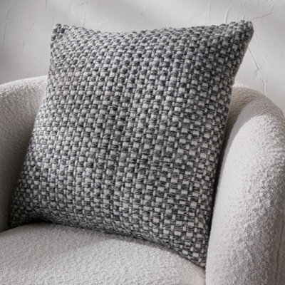 Pacific Lifestyle Indoor And Outdoor Graphite And White Basket Weave Scatter Cushion - image 1