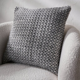 Pacific Lifestyle Indoor And Outdoor Graphite And White Basket Weave Scatter Cushion - thumbnail 1