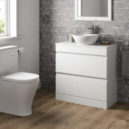 Affine 800mm Bathroom Vanity Unit Countertop Wash Basin Sink Oval Floor Standing White - thumbnail 3