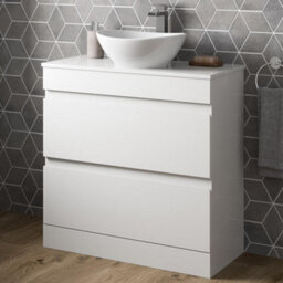 Affine 800mm Bathroom Vanity Unit Countertop Wash Basin Sink Oval Floor Standing White - thumbnail 2
