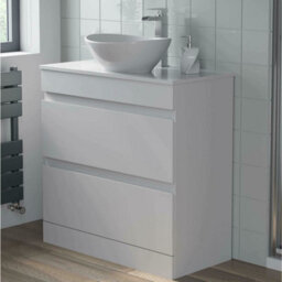 Affine 800mm Bathroom Vanity Unit Countertop Wash Basin Sink Oval Floor Standing White - thumbnail 1