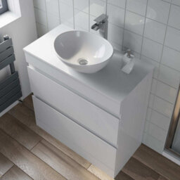 Affine 800mm Bathroom Vanity Unit Countertop Wash Basin Sink Oval Floor Standing White - thumbnail 5