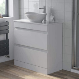 Affine 800mm Bathroom Vanity Unit Countertop Wash Basin Sink Oval Floor Standing White - thumbnail 4