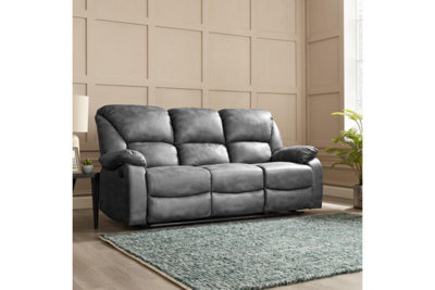 Home Detail Enoch 3 Seater Recliner Sofa, Dark Grey Faux Leather - image 1