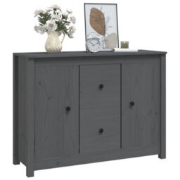 Berkfield Rustic Sideboard Grey 100X35X74 Cm Solid Wood Pine - thumbnail 7