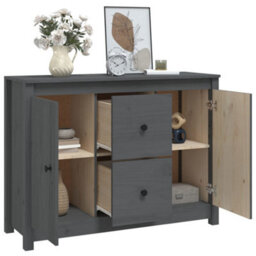 Berkfield Rustic Sideboard Grey 100X35X74 Cm Solid Wood Pine - thumbnail 8