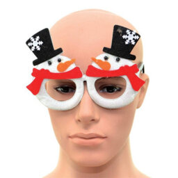 Shatchi Novelty Glitter White Snowman Christmas Glasses Christmas Party Props Photo Booth Accessories Stocking Fillers - thumbnail 1