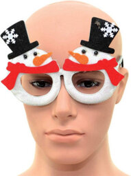 Shatchi Novelty Glitter White Snowman Christmas Glasses Christmas Party Props Photo Booth Accessories Stocking Fillers - thumbnail 2