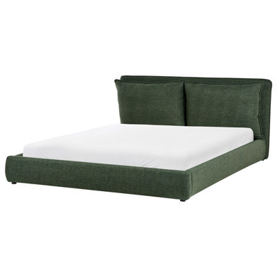 Beliani Bed Fabric Bajonna 180 X 200 Cm (Eu Super King) Dark Green - image 1