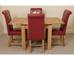 That's Furniture Richmond 90Cm - 150Cm Square Oak Extending Dining Table And 4 Chairs Dining Set With Washington Burgundy Leather Chairs - thumbnail 3