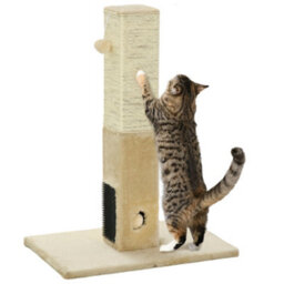 Pawhut 79Cm Jute Scratcher Climber With Toy, Self Grooming Brush, Beige - thumbnail 2