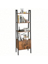 LEDREM Shelf Ladder, Bookcase, Storage Shelf With Cupboard, 4 Tiers, Stable Steel Frame, 56 X 34 X 173 Cm - thumbnail 7