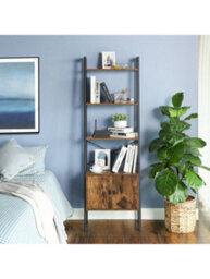 LEDREM Shelf Ladder, Bookcase, Storage Shelf With Cupboard, 4 Tiers, Stable Steel Frame, 56 X 34 X 173 Cm - thumbnail 6