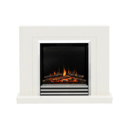 "Newland Colby 38"" Soft White & Chrome Timber Electric Fireplace" - thumbnail 3