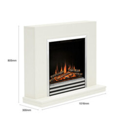"Newland Colby 38"" Soft White & Chrome Timber Electric Fireplace" - thumbnail 5