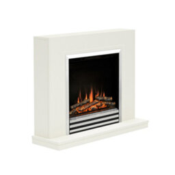 "Newland Colby 38"" Soft White & Chrome Timber Electric Fireplace" - thumbnail 4