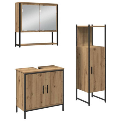 Berkfield Modern 3 Piece Bathroom Furniture Set Artisan Oak Engineered Wood - image 1