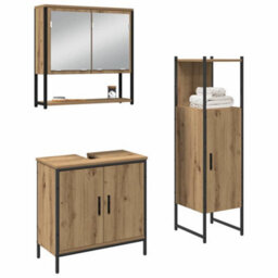 Berkfield Modern 3 Piece Bathroom Furniture Set Artisan Oak Engineered Wood - thumbnail 3