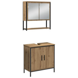 Berkfield Modern 3 Piece Bathroom Furniture Set Artisan Oak Engineered Wood - thumbnail 6