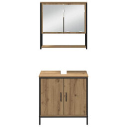 Berkfield Modern 3 Piece Bathroom Furniture Set Artisan Oak Engineered Wood - thumbnail 8