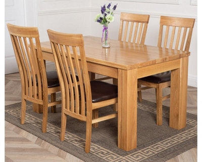 That's Furniture Dakota 152 X 87 Cm Chunky Medium Oak Dining Table And 4 Chairs Dining Set With Harvard Chairs - image 1