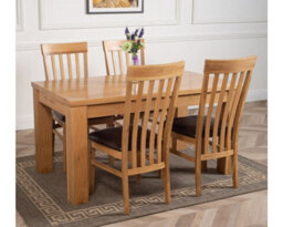 That's Furniture Dakota 152 X 87 Cm Chunky Medium Oak Dining Table And 4 Chairs Dining Set With Harvard Chairs - thumbnail 3