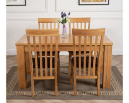 That's Furniture Dakota 152 X 87 Cm Chunky Medium Oak Dining Table And 4 Chairs Dining Set With Harvard Chairs - thumbnail 2