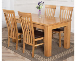 That's Furniture Dakota 152 X 87 Cm Chunky Medium Oak Dining Table And 4 Chairs Dining Set With Harvard Chairs - thumbnail 1