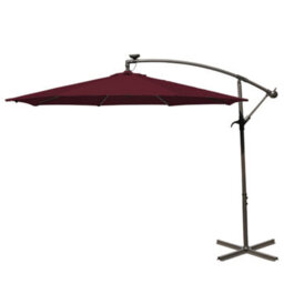 Sundaze 3M Wine Red Led Garden Banana Parasol Cantilever Umbrella Patio Hanging, Base & Weather Protective Cover - thumbnail 2