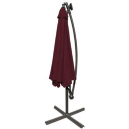 Sundaze 3M Wine Red Led Garden Banana Parasol Cantilever Umbrella Patio Hanging, Base & Weather Protective Cover - thumbnail 5