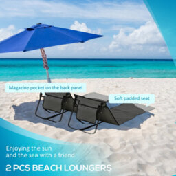 Outsunny Garden Beach Chair Mat, Sun Lounger Seats With Adjustable Back - thumbnail 4