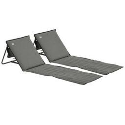 Outsunny Garden Beach Chair Mat, Sun Lounger Seats With Adjustable Back - thumbnail 2