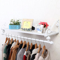 White 60Cm Pipe Clothes Rail Wall Mounted - thumbnail 3