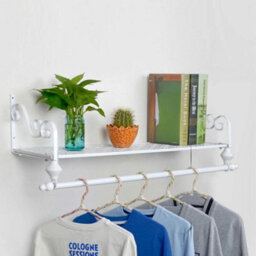 White 60Cm Pipe Clothes Rail Wall Mounted - thumbnail 4