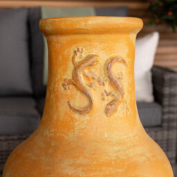 Charles Bentley Outdoor Patio Chiminea Large Terracotta Clay Heater - thumbnail 2