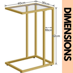 Rafaelo Mobilia Tempered Glass Gold C Shape Side Table - thumbnail 8