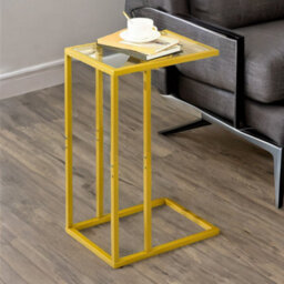 Rafaelo Mobilia Tempered Glass Gold C Shape Side Table - thumbnail 4