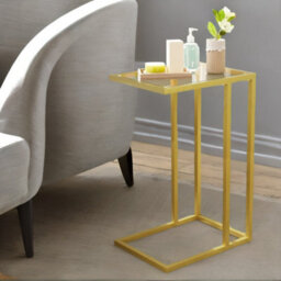Rafaelo Mobilia Tempered Glass Gold C Shape Side Table - thumbnail 6