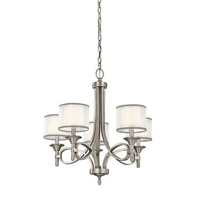 Luminosa Lighting Elstead Lacey 5 Light Chandelier, Antique Pewter, E14 - image 1