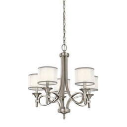 Luminosa Lighting Elstead Lacey 5 Light Chandelier, Antique Pewter, E14 - thumbnail 1